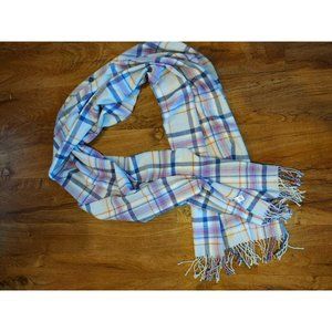 Gap Plaid Scarf, Oversize, White Gray Pink Orange, EUC